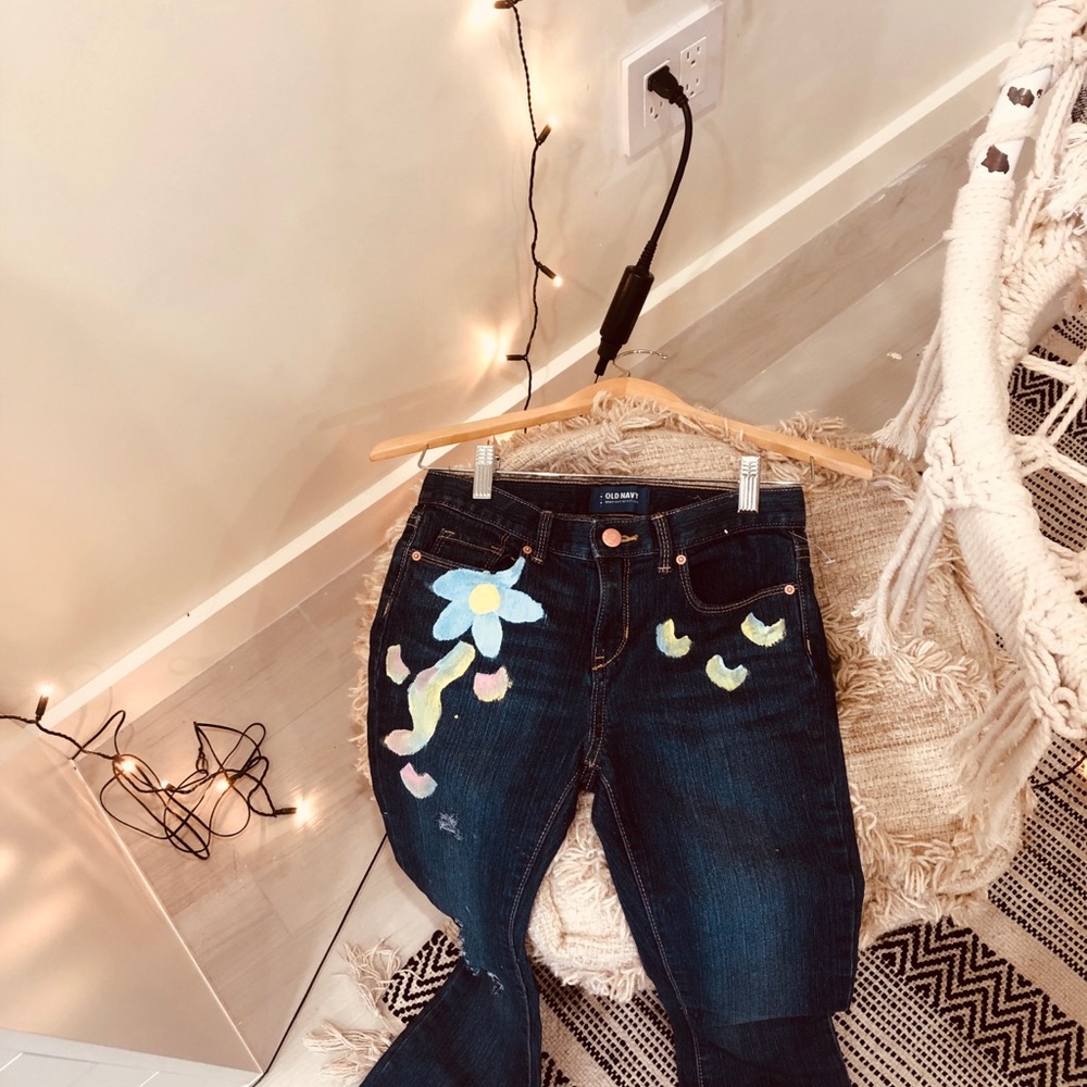 Old Navy  hand painted jeans